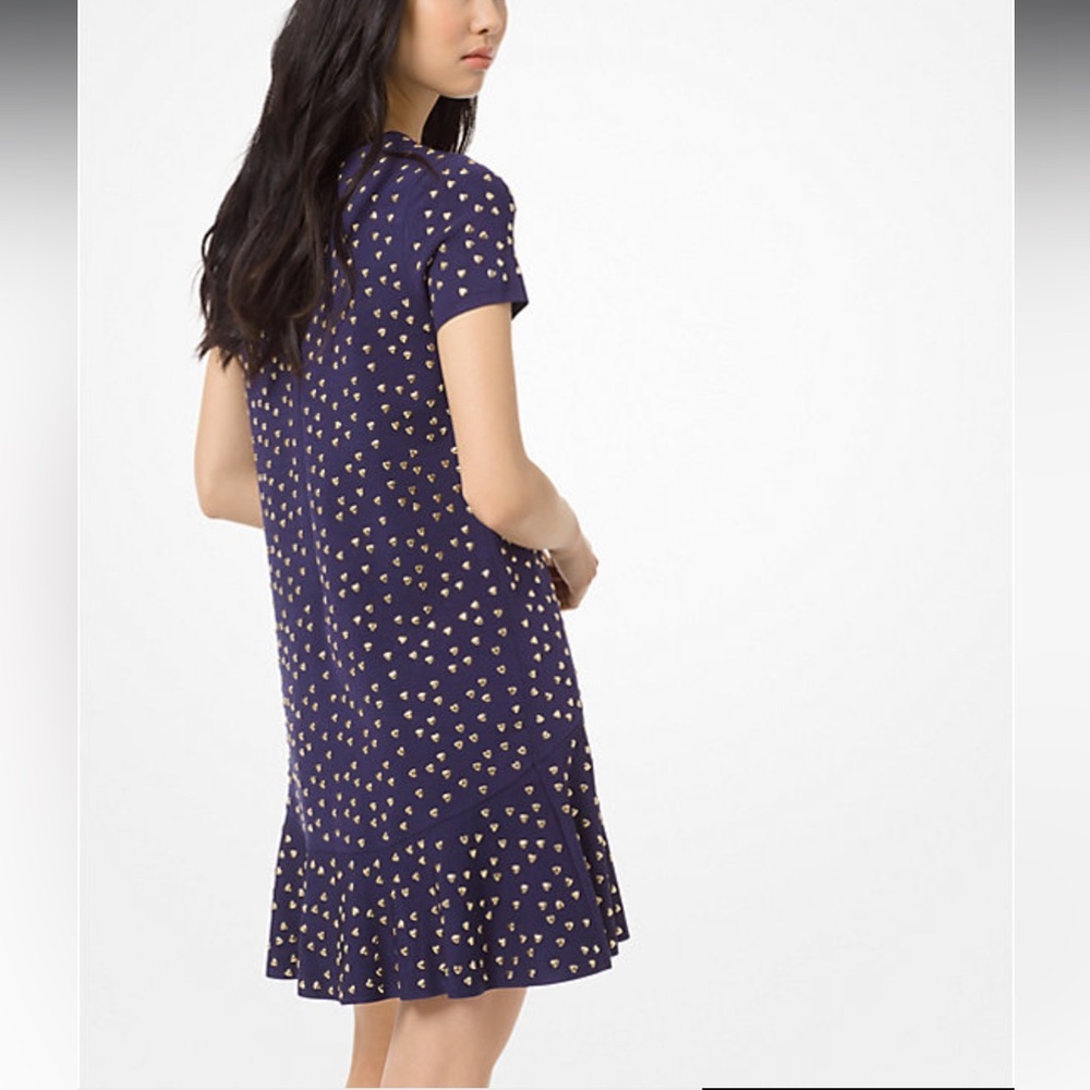 *NWT $350 MICHAEL MICHAEL KORS
Studded Stretch-Viscose Flare Dress w Gold Hearts